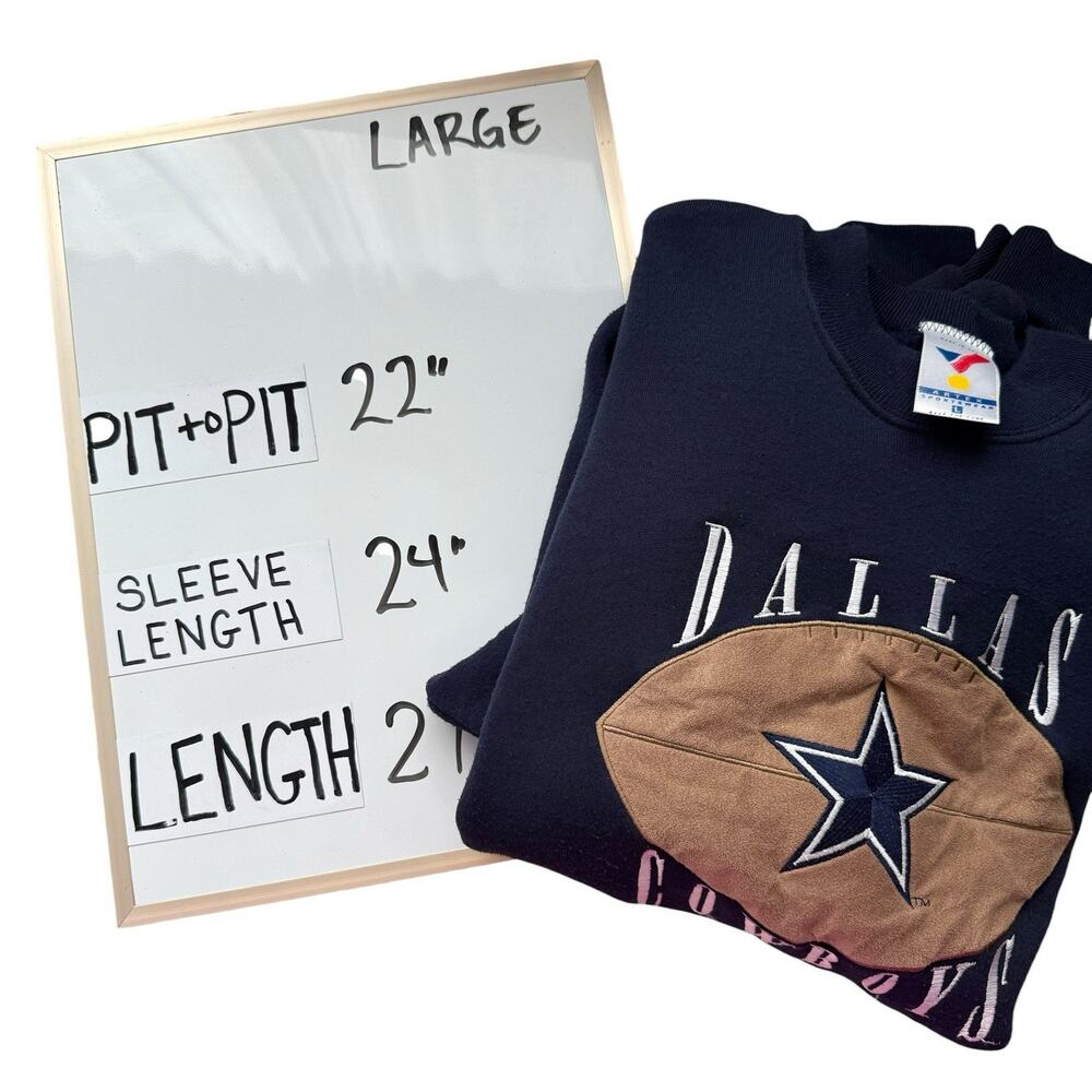 Dallas Cowboys Sweatshirt Womens Large Blue Artex Sportswear Crew Neck Vintage - Picture 10 of 10